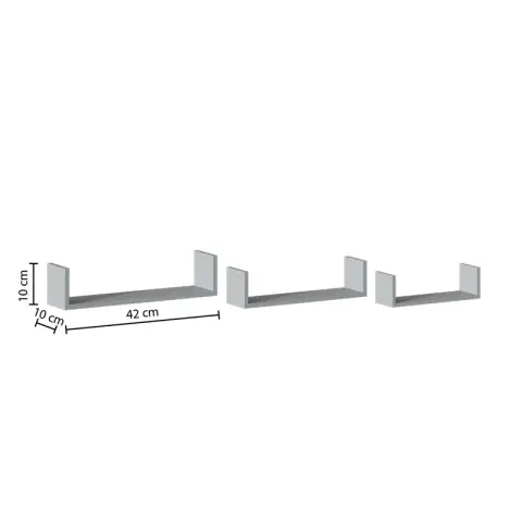 Wandplank Rand Wit Set van 3