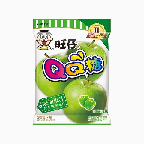 WANT WANT-QQ GUMMY(APPLE FLAVOUR) 70g 旺仔QQ糖青苹果味 70g