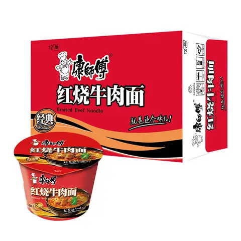 Master Kong Braised Beef Flavor Instant Noodles, 110g*12 (Cup)