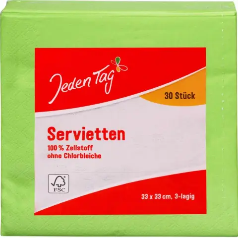 Jeden Tag Servietten 33x33cm apfelgrün 3lg
