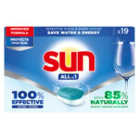 Sun Dishwasher Tablets All-in-1 Normal 19 pieces