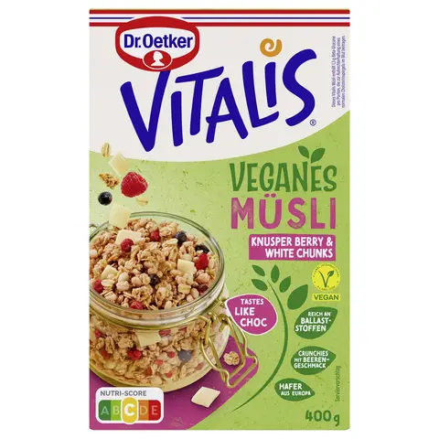 Dr. Oetker Vitalis Vegan Knusper Berry & White Chunks 400 g
