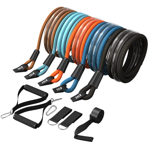 J.Zao Set of 12 Resistance Bands - Workout Bands, Exercise Bands for Men Elastic Band 12 Piece Set and Women