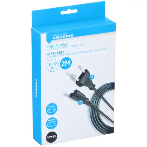 Grundig Câble d'alimentation Euro-C7 2M Flat BL