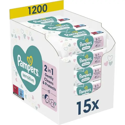 Pampers Sensitive Baby Wipes 15 packs of 80 = 1200 pcs Sensitive 15*80
