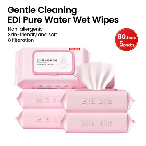 J.Zao Wet Wipes - EDI Pure Water Wet Wipe, 400 sheets - Pearl - textured - Suitable for Gentle Skin - Wet Wipes