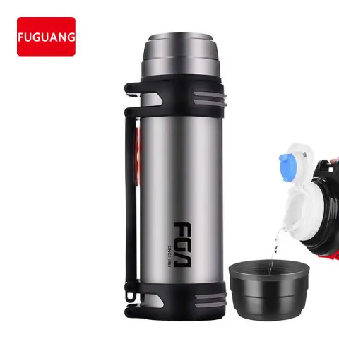 FUGUANG Thermos 304 Stainless Steel Thermos Car Vacuum Thermos Water Bottle Outdoor Travel Jug - 2.2 L - Steel