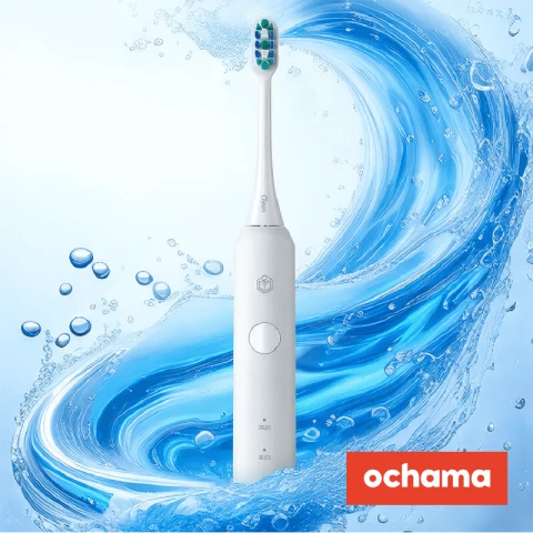 J.Zao Electric Toothbrush - Includes 4 brush heads and charger base, low noise, long-lasting  endurance, white