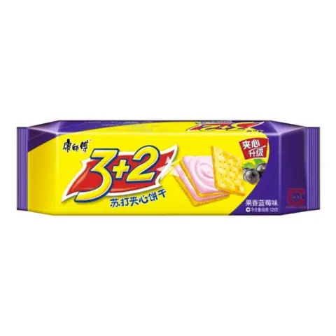 Master Kong 3+2 Biscuits sandwich soda saveur myrtille fruitée 125g