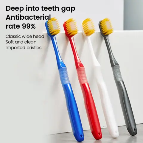 J.Zao Wide Head Soft Bristle Toothbrushes 6 Count- Adults - Filament Soft Bristles