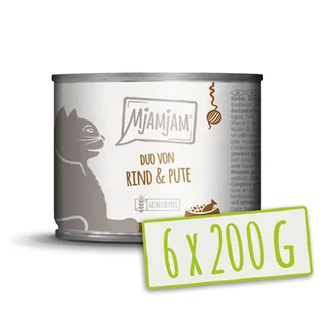 MjAMjAM DUO Bœuf Tendre & Dinde de Qualité avec Potiron Vapeur 200 g x 6