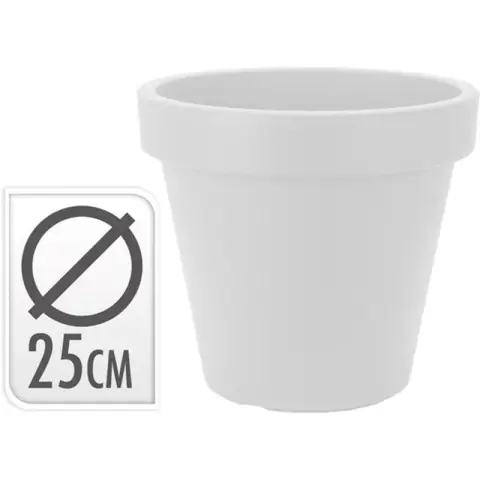 Bloempot rond 25cm wit - Extra stevig - Dubbel laags
