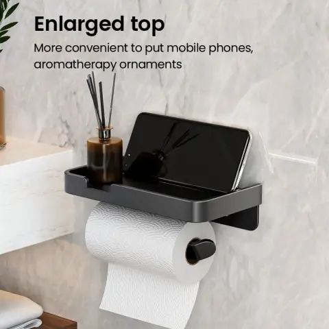 J.Zao No Drill Toilet Paper Holder - Aluminum - Toilet and Bathroom Paper Towel Holder