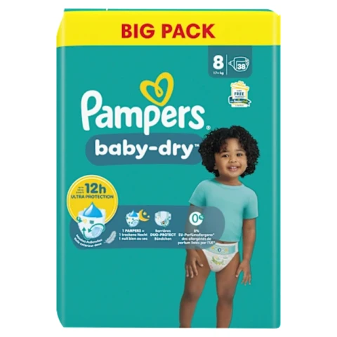 Pampers Baby Dry Gr. 8 Extra Large 17+ kg Big Pack 38 St