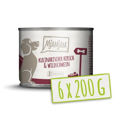 MjAMjAM Conserve pour chien - Cerf, sanglier et cranberries - 200 g x 6