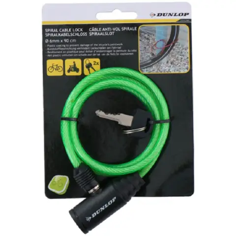 Dunlop Bicycle Lock Mountain Bike Lock Universal Wire Lock with 2 Keys 0.6 x 90 cm 4ASS