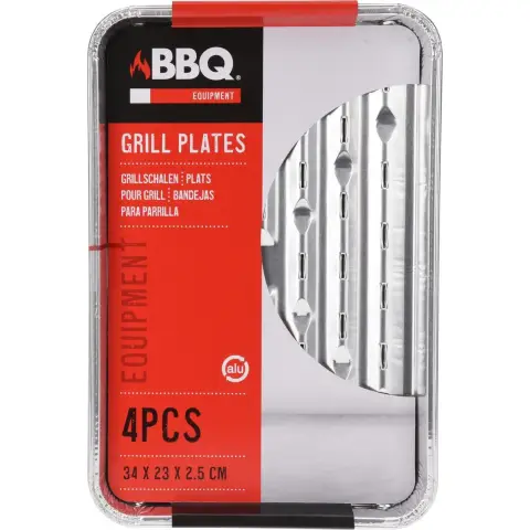 Lot de 4 plateaux pour barbecue en aluminium 34 x 23 x 2,5 cm