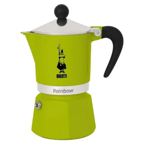 Bialetti Moka Express Rainbow Mocha Pot Coffee Pot - For open flame/electric stove - Suitable for making 3 Cups - Green