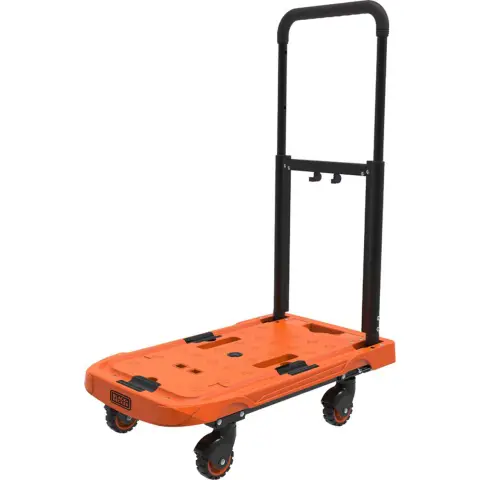 BLACK+DECKER Opvouwbare Transportwagen - Plateauwagen - Max. 90 KG - In Hoogte Verstelbaar - 61,4 x 37x3 x 89,4 cm - Oranje