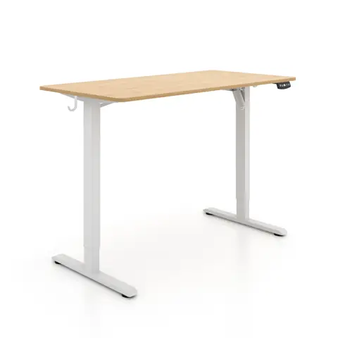 ochama Bureau Électrique Réglable en Hauteur - Bureau Assis-Debout, Capacité de Charge 70kg, Fonctionnement Instantané, Panneau en Acier Durable avec Tiges en Alliage d’Aluminium - Pour Maison/Bureau, Bureau d’Ordinateur/Étude/Travail - Chêne, 120*60 cm