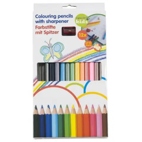 Topwrite Kids Topwrite Lot de 12 crayons de couleur avec taille-crayon 10 mm