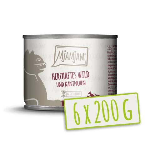 MjAMjAM Gibier et lapin savoureux aux myrtilles 200 g x 6