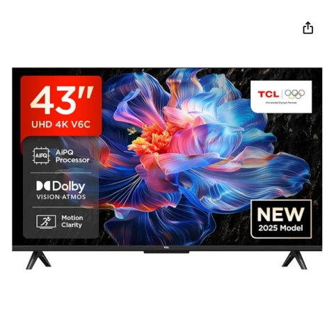 TCL 43V6C 43 Zoll 4K UHD  Smart TV  HDR10+, HVA-Panel, Dolby Vision