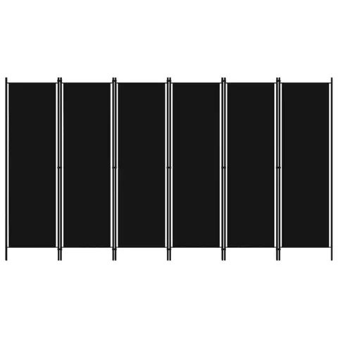 Vida 6-Paneel Kamerscherm - Zwart, 300 x 180 cm