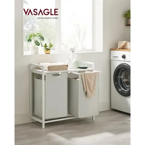 Compartments Laundry Basket with Shelf Laundry Box Oxford Fabric
