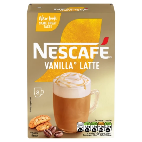 Nescafe Vanilla Latte Instant Coffee 8 Sachets 148g