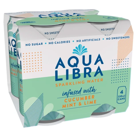 Aqua Libra Sparkling Water Cucumber Mint & Lime 4 x 330ml