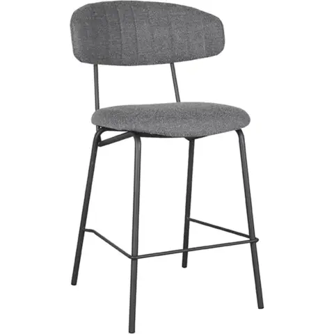 [Lot de 2] Chaise Tabouret de Bar Zafir - Gris - Boucle - Hauteur d'assise 65cm