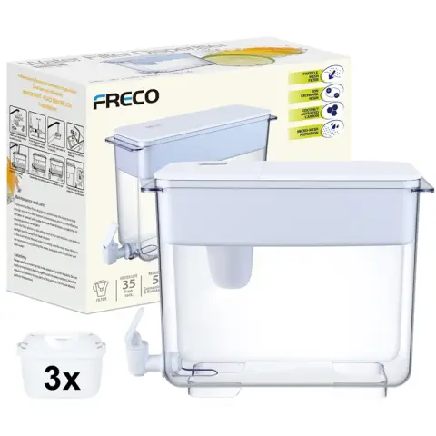 Freco by Bluetech Water Filter Dispenser 7L about 30 cups LCD timer including 3pcs filter 7 L Water Tank fits in Fridge