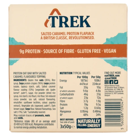 TREK Salted Caramel Protein Flapjacks 3 x 50g