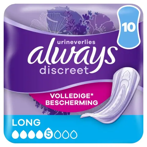 Always Discreet Urinary Incontinence Pads Long 10 pcs Lengthen