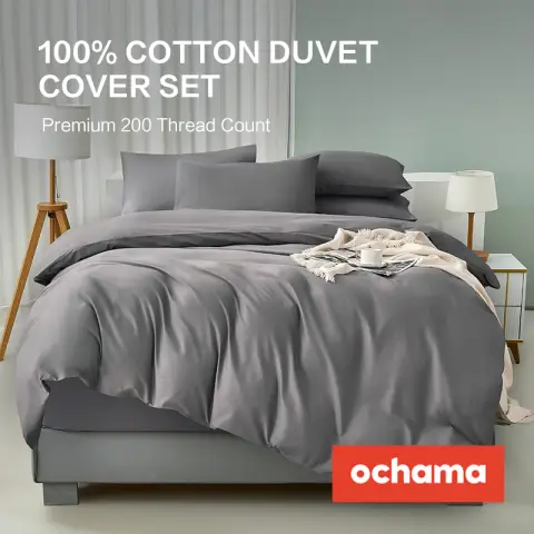 H.XUN 200*200 cm Duvet Cover & 60*70cm Pillowcase Set - 3pcs - Grey 200*200 cm
