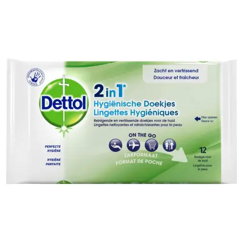 Dettol 2 in 1 Hygienic Wipes 12pcs