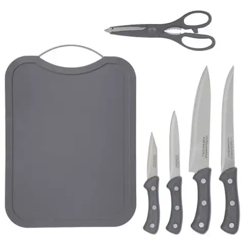 5Five Kitchenware set of 4 - Chopping Board + 4 Knives + Kitchen Scissors