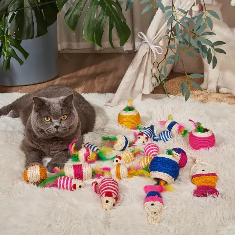 Meowmagic Speelbal van veren en sisal