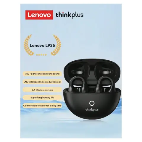 Thinkplus  Clip d'oreille pour casque bluetooth noir lp25 longue durée de vie de la batterie pour apple android