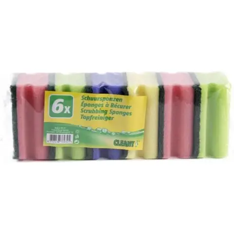 Scouring sponge with grip per 6 ass 95x70x43mm