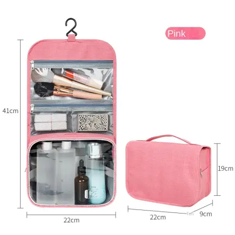 Tragbarer Kulturbeutel zum Aufhängen, große Kapazität, Make-up-Tasche, Rosa, Pink