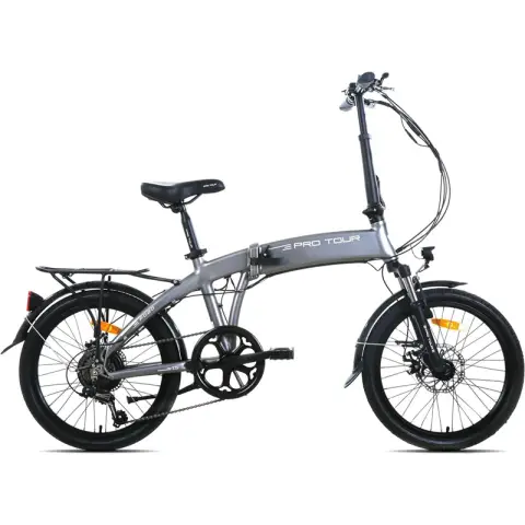 Protour vouwfiets voor volwassenen e-Bike 20 inch 7-versnellings Shimano aluminium frame Licht Zilvergrijs Lichtgrijs