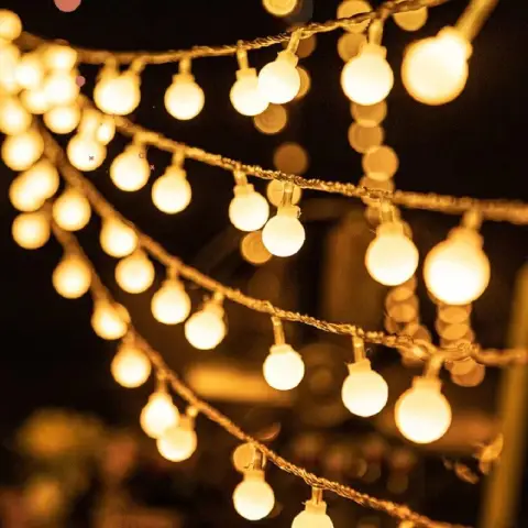 LED Light String Holiday Solar Powered Party Patio Waterproof 7 M 50 Light Warm Small Round Bead Small Round Beads
