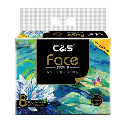 JIEROU Mouchoirs en papier C&S 4 plis, 80 feuilles (8 sacs)