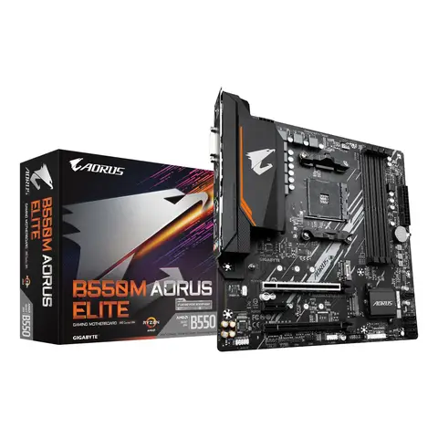 GIGABYTE B550M AORUS ELITE Carte mère - Processeurs AMD Ryzen 5000, VRM 5+3 phases, jusqu'à 4733 MHz DDR4, 1xPCIe 4.0 + 1xPCIe 3.0 M.2, LAN 1GbE, USB 3.2 Gen 1