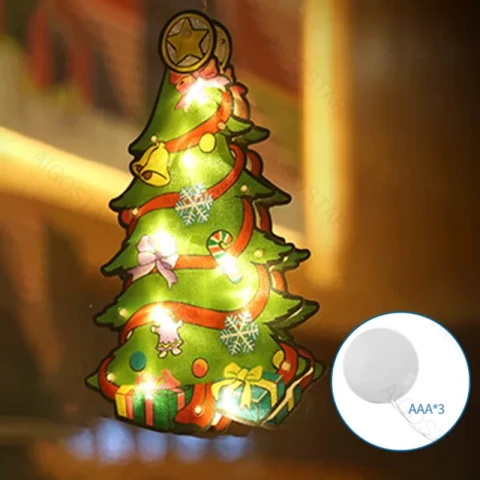 Aigostar Batteriebetriebene Hängeleuchte mit Saugnapf Weihnachtsbaum, groß, warmweiß