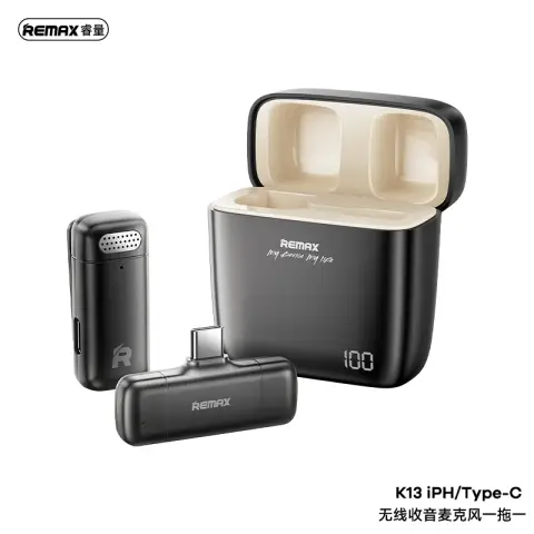 REMAX K13 1-to-1 USB-C Wireless Radio Microphone - Black