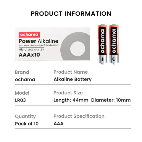 Ochama Alkaline Batteries - AAA - Pack in 10