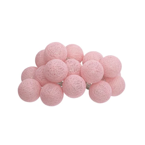 Guirlande LED à piles 16 boules diam. 3,5 cm rose clair